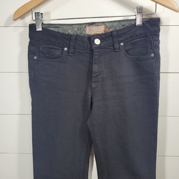 EUC Paige Jeans Women's sz 25 Black Straight Leg Low Rise Premium Denim Jeans - Picture 3 of 10